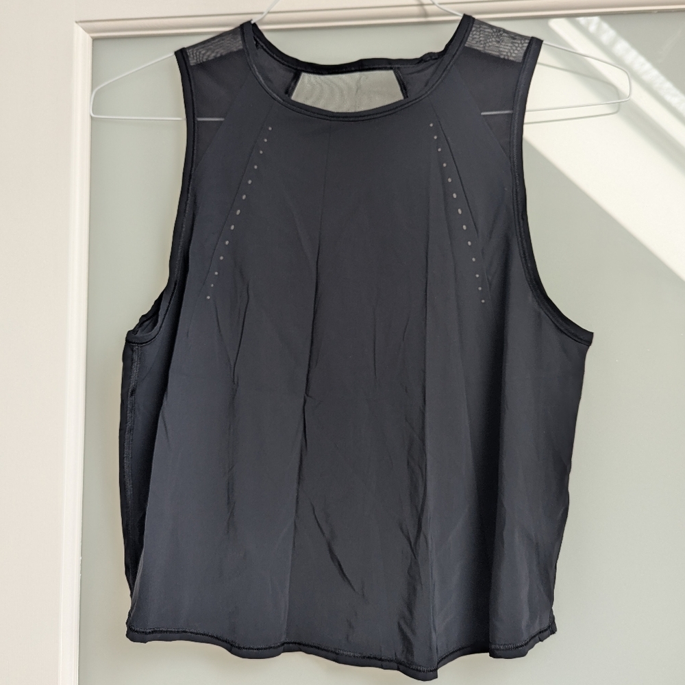 lululemon athletica Black Mesh Panel Women's Top - Sculpt Cropped Tank BLK 6